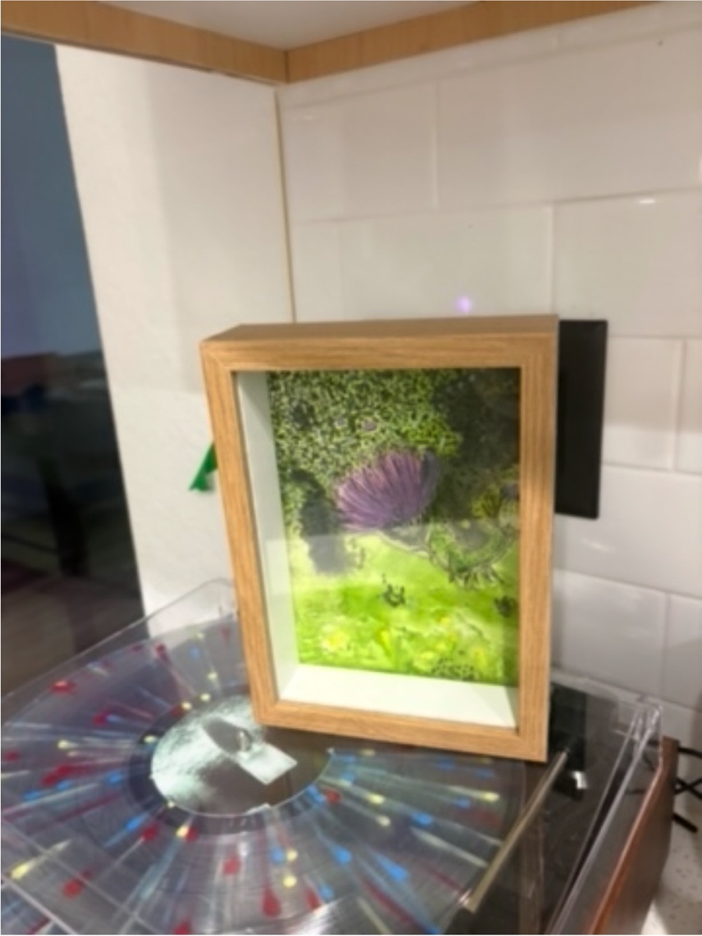Original watercolor Botanical - Green and Purple
